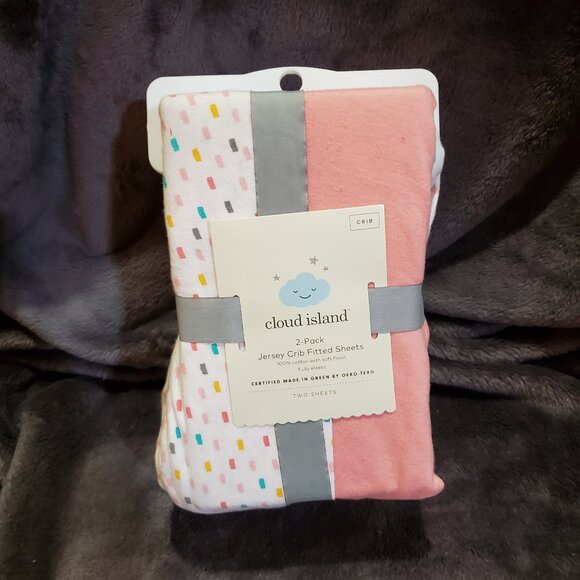 Cloud Island 2 Pack Jersey Crib Sheets Pink 52" x 28" - Picture 1 of 8